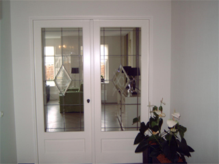 Tussendeuren in facet glas in lood